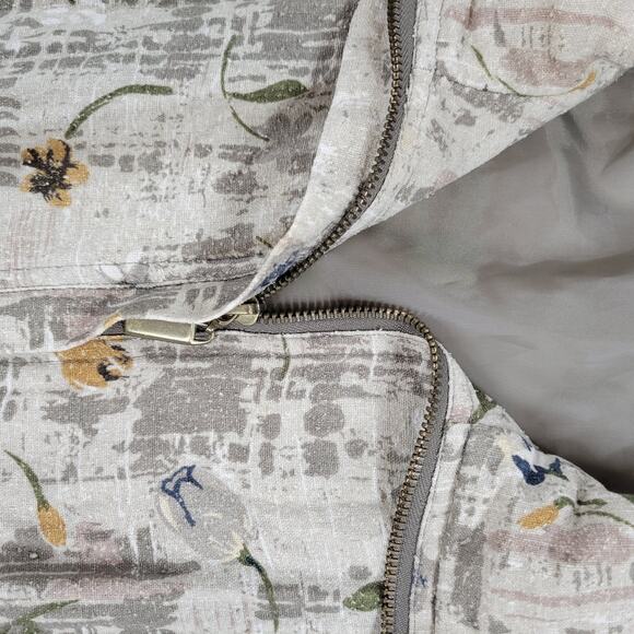 Vtg EVR Silk Bomber Jacket Womens XL Green Floral Tulips Camo Zip Up Streetwear - Picture 8 of 14